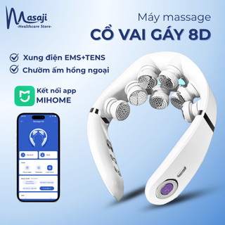  Máy massage cổ vai gáy 8D kết nối app Mihome máy massage mini rung kết hợp xung điện Masaji 