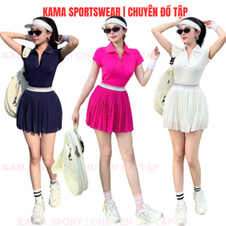 Bộ đồ tập pickleball nữ, bộ mix áo với chân váy xếp ly hàng QC chuyên tập pickleball, tennis, golf BP89