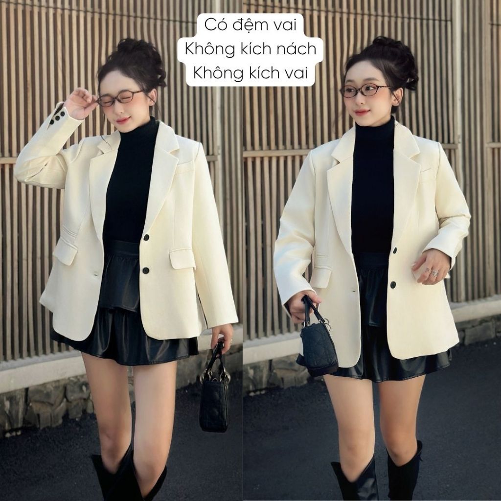 Áo khoác blazer nữ Mely Fashion form rộng dài tay phong cách Hàn Quốc trẻ trung tôn dáng dễ phối đồ có lớp đệm vai ASM45 | BigBuy360 - bigbuy360.vn
