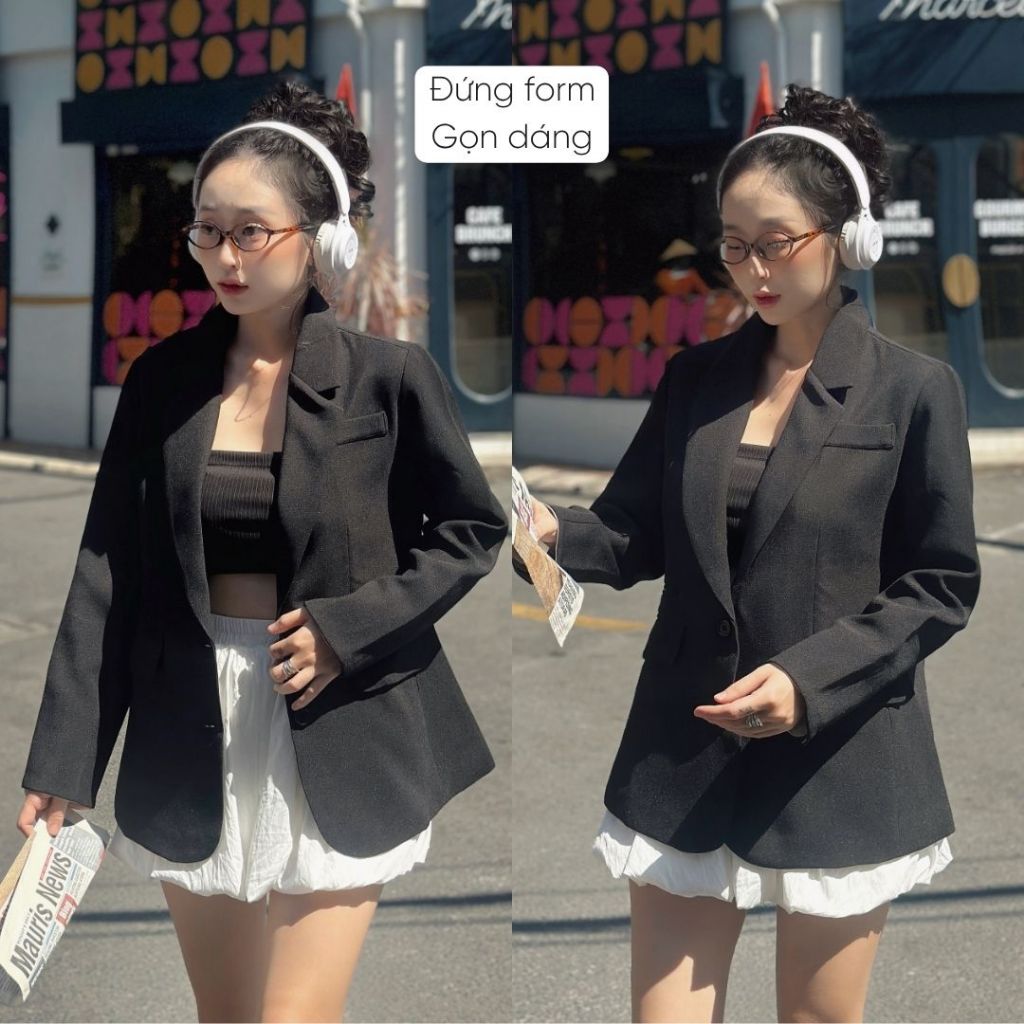 Áo khoác blazer nữ Mely Fashion form rộng dài tay phong cách Hàn Quốc trẻ trung tôn dáng dễ phối đồ có lớp đệm vai ASM45 | BigBuy360 - bigbuy360.vn