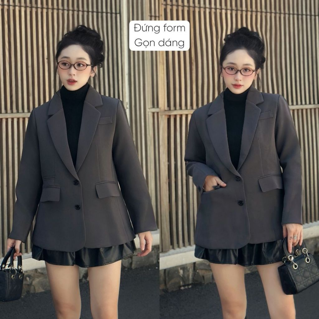 Áo khoác blazer nữ Mely Fashion form rộng dài tay phong cách Hàn Quốc trẻ trung tôn dáng dễ phối đồ có lớp đệm vai ASM45 | BigBuy360 - bigbuy360.vn