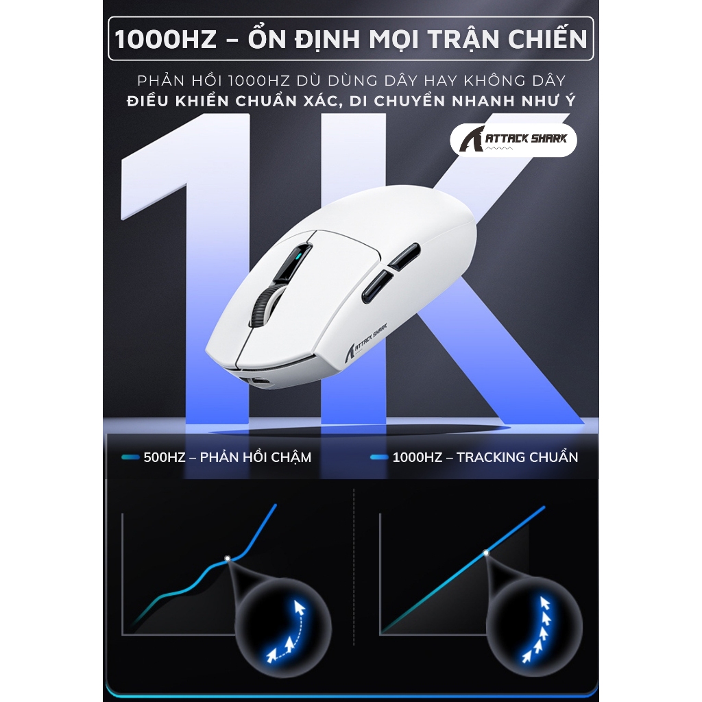 Chuột Gaming Attack Shark G3 PRO - Không Dây 3 Chế Độ, PAW3311, 25.000 DPI, Switch Omron, Dock RGB | BigBuy360 - bigbuy360.vn