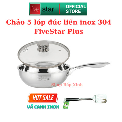 Chảo sâu lòng Inox 304 đáy đúc liền khối 5 lớp Fivestar Plus đủ size 20cm-30cm -  Dùng Được Nhiều Loại Bếp ( KOL LIVE )