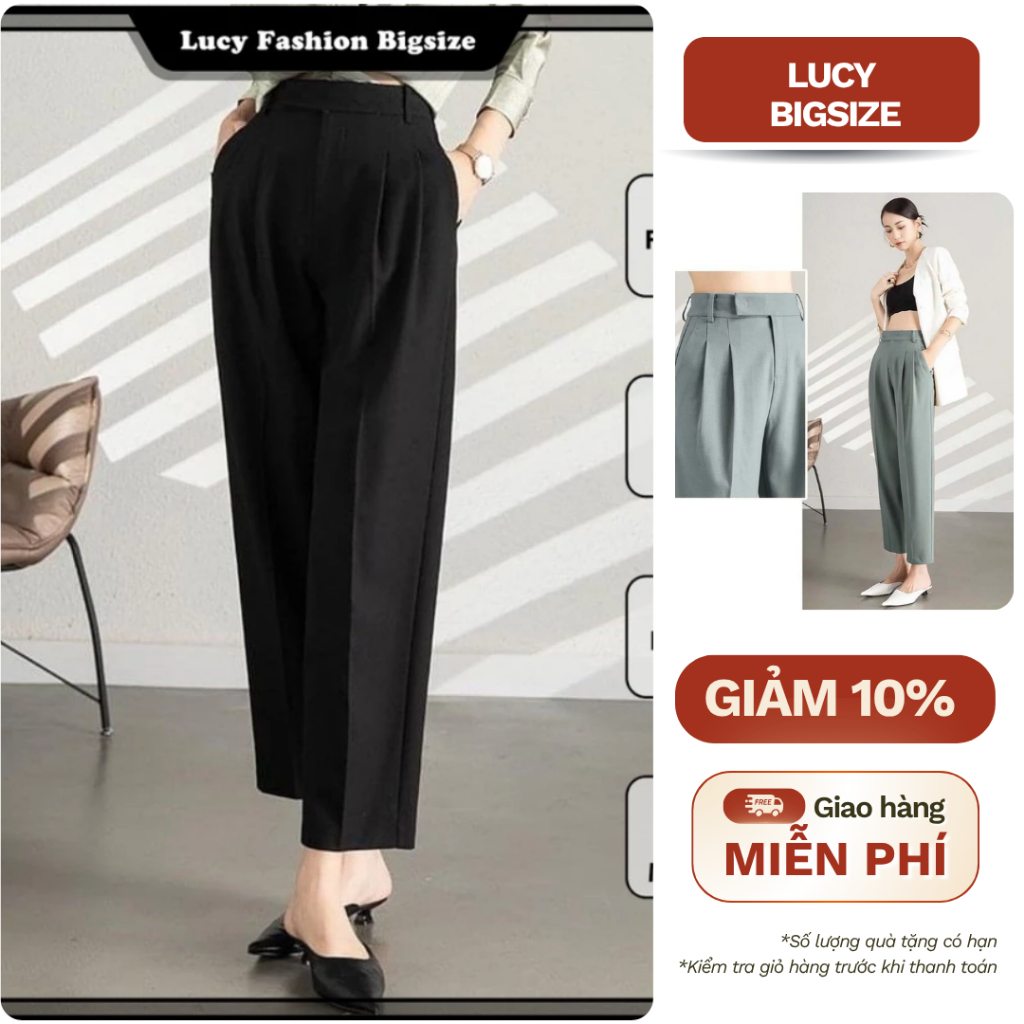  Quần nữ Bigsize ống đứng chất cotton mềm mịn thoải mái phù hợp đi làm công sở đi chơi 50-90kg - LUCY Bigsize  AT 123  