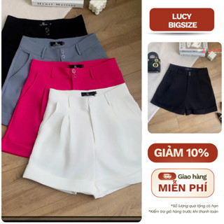 Quần short Bigsize nữ cạp cao hack dáng, chất tuyết mưa thoáng mát, mặc đi chơi thoải mái 50-90kg - LUCY Bigsize (153)