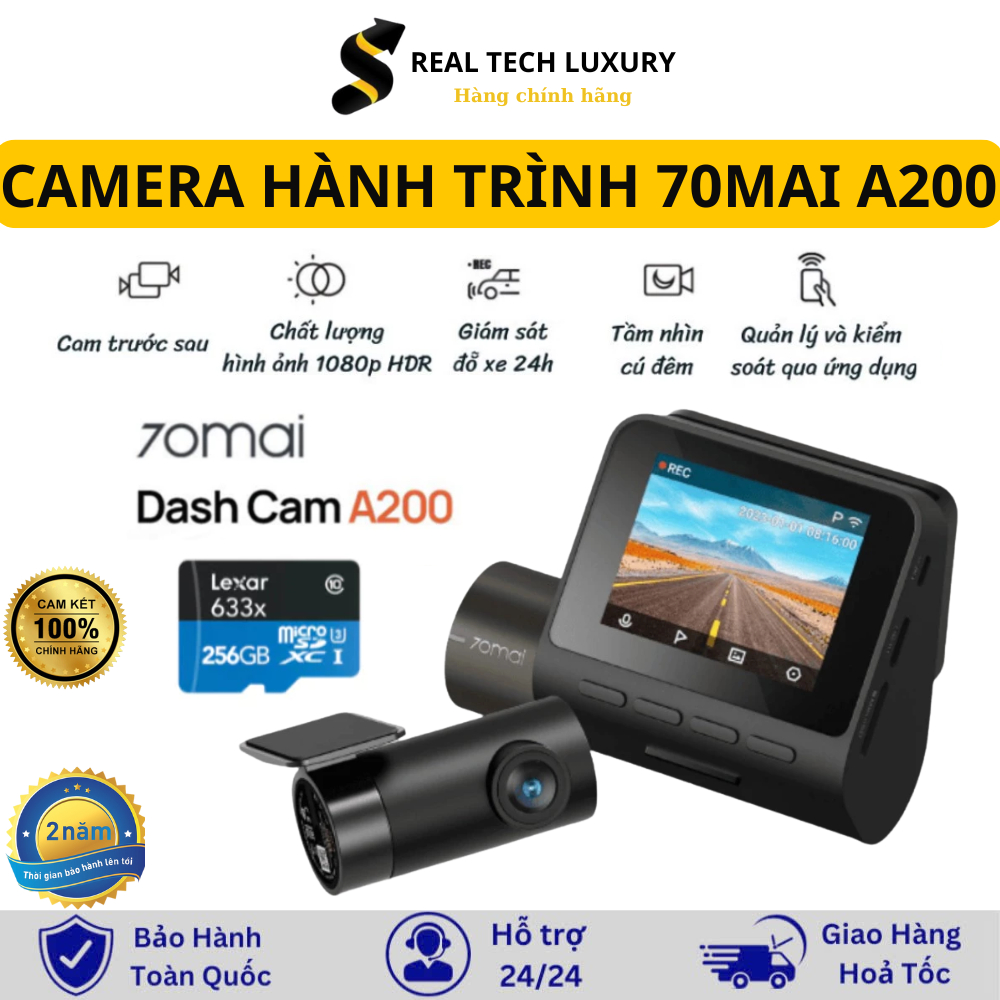 Camera Hành Trình 70mai A200 Phiên Bản Quốc Tế - Chế độ full HD 1080P, Góc 130 độ - Công nghệ
