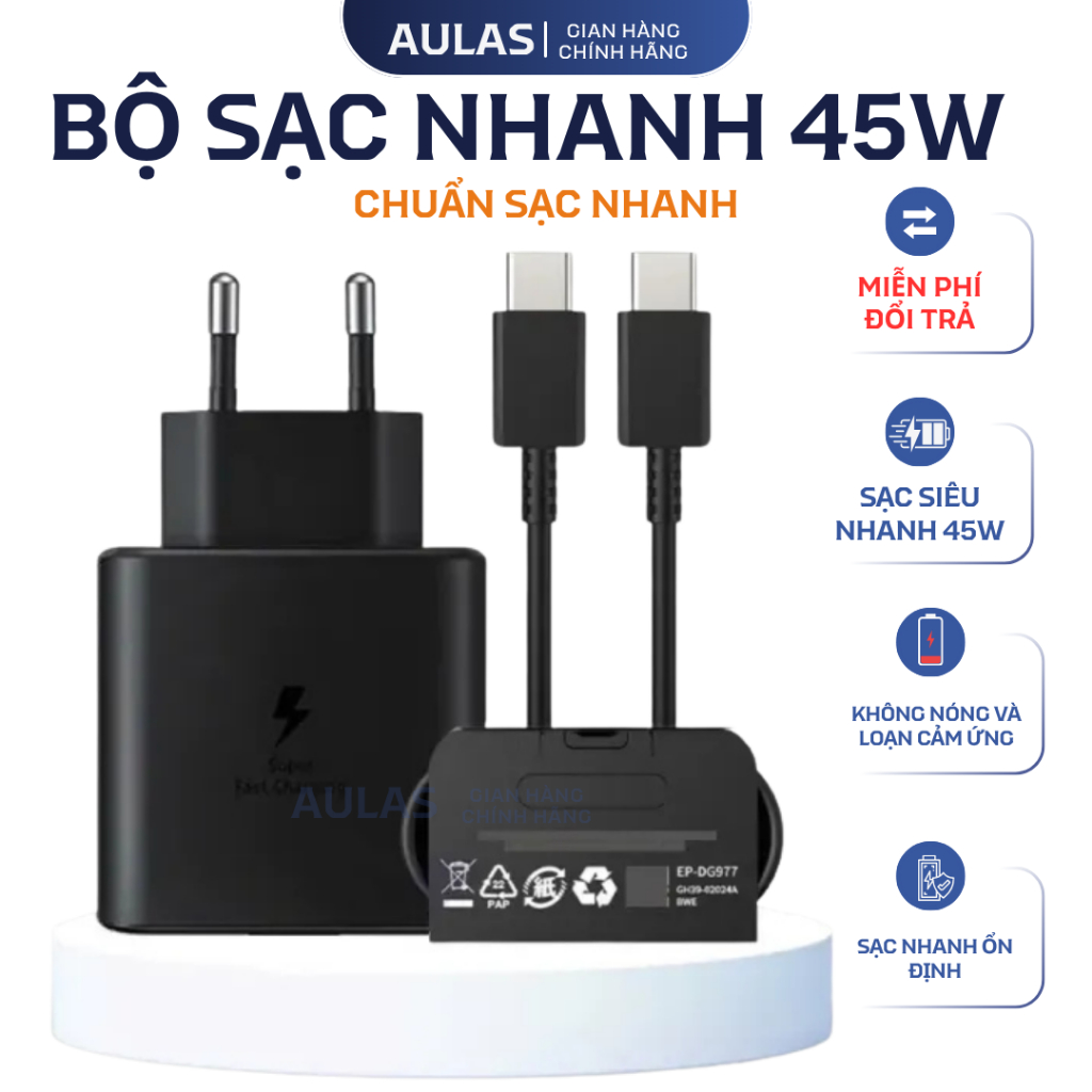 Bộ sạc nhanh 45w ,sạc nhanh 45w cho các dòng máy samsung ,oppo ,vivo,xiaomi...AULAS