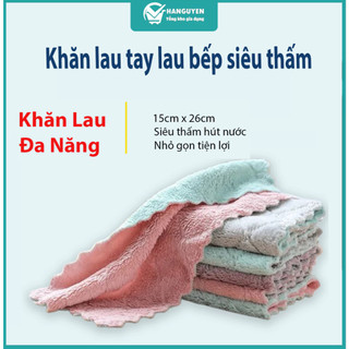 Khăn lau tay lau bếp siêu thấm, vải dệt bông dày mềm mại hút nước mạnh không xơ lông
