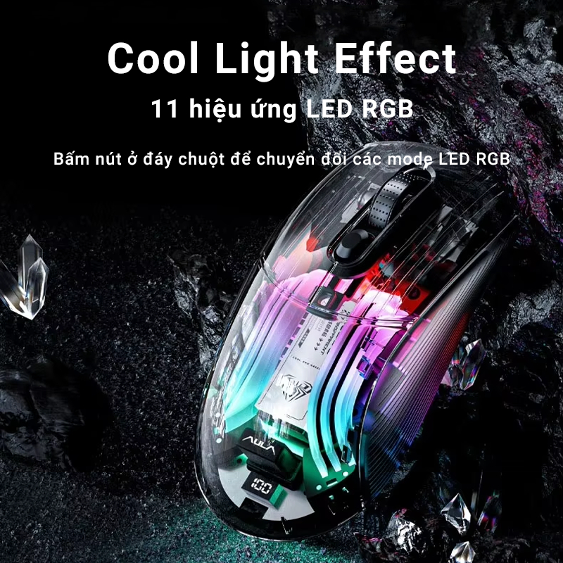 Chuột máy tính AULA SC630 - 3 Mode kết nối LED RGB - Vỏ trong suốt cực đẹp mắt - Chính hãng AULA | BigBuy360 - bigbuy360.vn