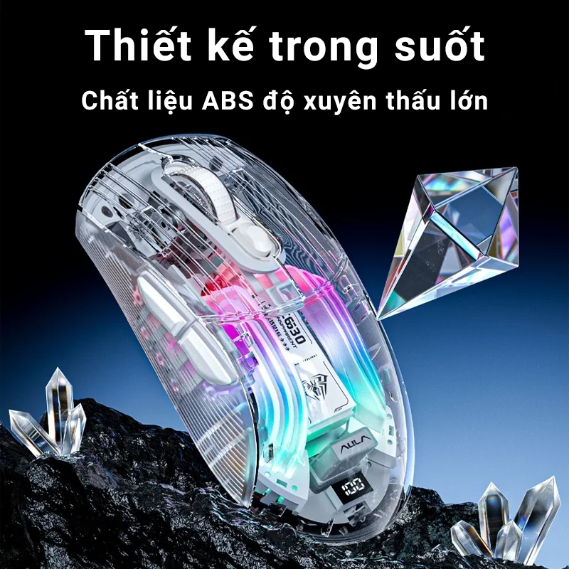 Chuột máy tính AULA SC630 - 3 Mode kết nối LED RGB - Vỏ trong suốt cực đẹp mắt - Chính hãng AULA | BigBuy360 - bigbuy360.vn