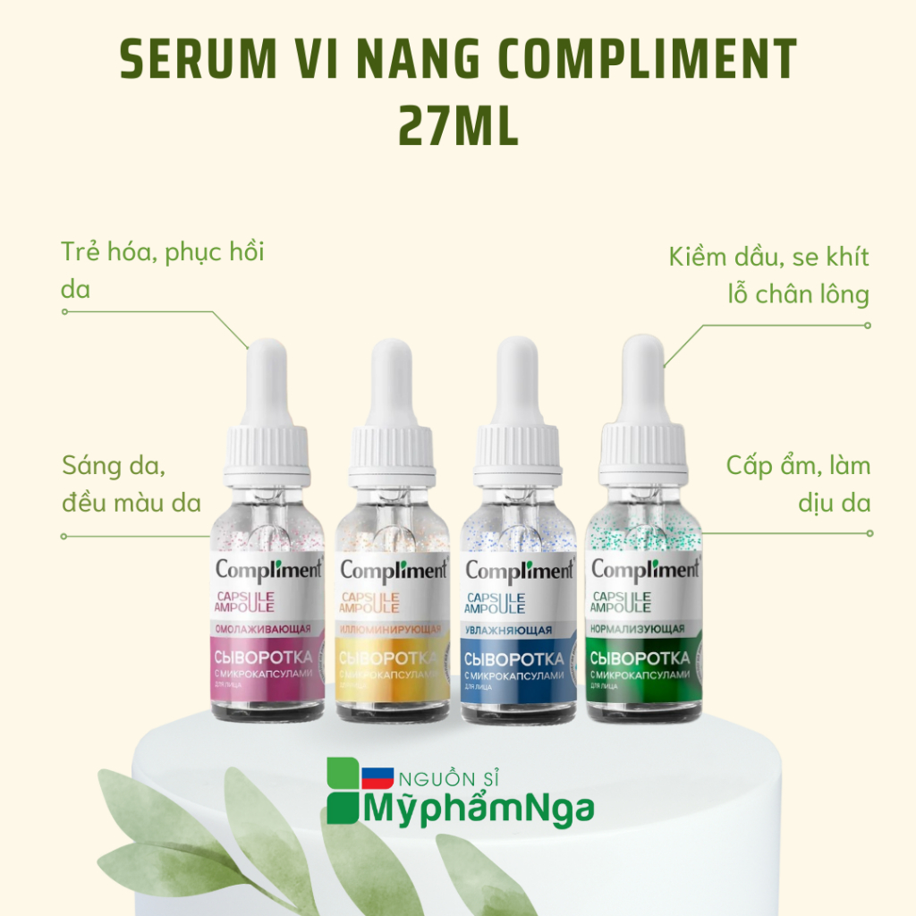 Serum Dưỡng Da Vi Nang Compliment Capsule Ampoule Cấp Ẩm Làm Sáng Da 27ml