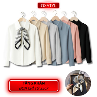  Áo sơ mi nữ dài tay kiểu áo basic OXATYL A23 fom áo xuông rộng mặc đi làm công sở 