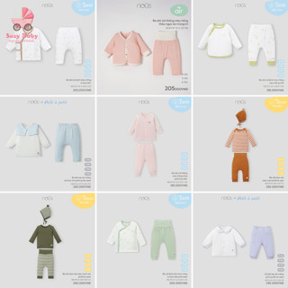 Bộ quần áo Nous dài tay sơ sinh các mẫu 0-3m 3-6m 6-9m 9-12m, Suzy Baby