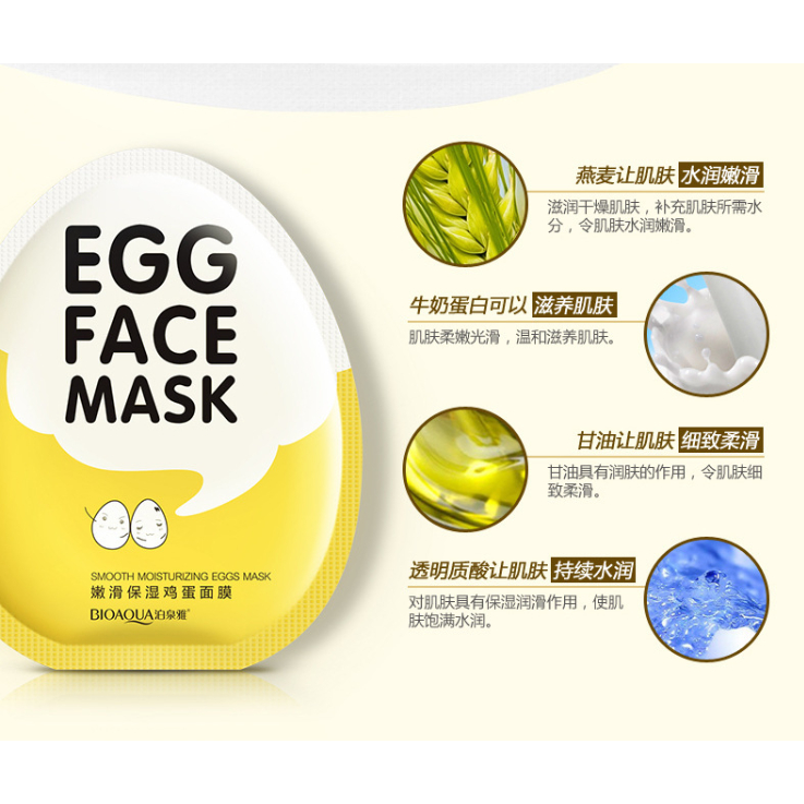 Lẻ 1 miếng Mặt nạ trứng BIOAQUA EGG FACE MASK