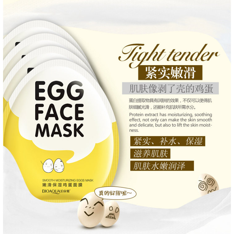 Combo 10 miếng mặt nạ Bioaqua Egg Face Mask (trứng vàng)