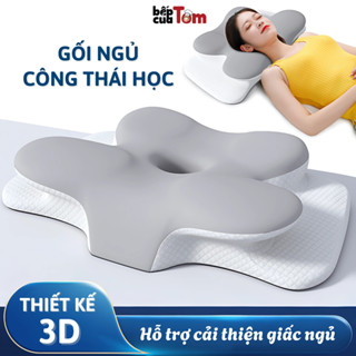 Gối Công Thái Học - Hỗ Trợ Ngủ Nhanh, Chất liệu Cao Su Non, Thiết Kế Cho Mọi Tư Thế Ngủ, Chống Đau Cổ Vai Gáy, Giảm Ngáy