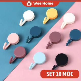  Combo 10 Móc Dán Tường Nhựa Tròn Nhiều Màu Móc treo đồ chịu lực tối đa 3kg không cần khoan tường 