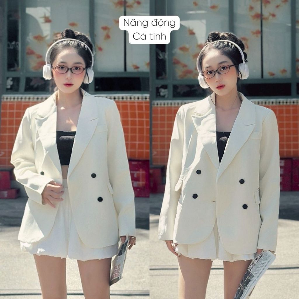 Áo vest nữ blazer Mely Fashion kaki hàn cao cấp form rộng dài tay thiết kế sang trọng Hàn Quốc hai lớp đệm vai ASM44-02 | BigBuy360 - bigbuy360.vn