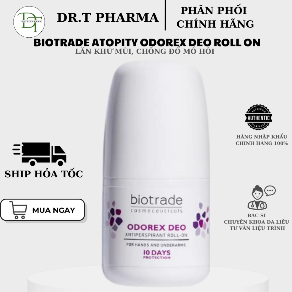 (TEM CÔNG TY) Lăn khử mùi Biotrade Odorex Deo Antiperspirant Roll-On Lăn nách cho nam nữ ngăn mồ hôi
