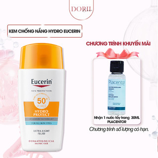 Eucerin kem chống nắng dành cho da thường và da hỗn hợp sun fluid mattifying sensitive protect spf 50+ 50ml + tẩy trang
