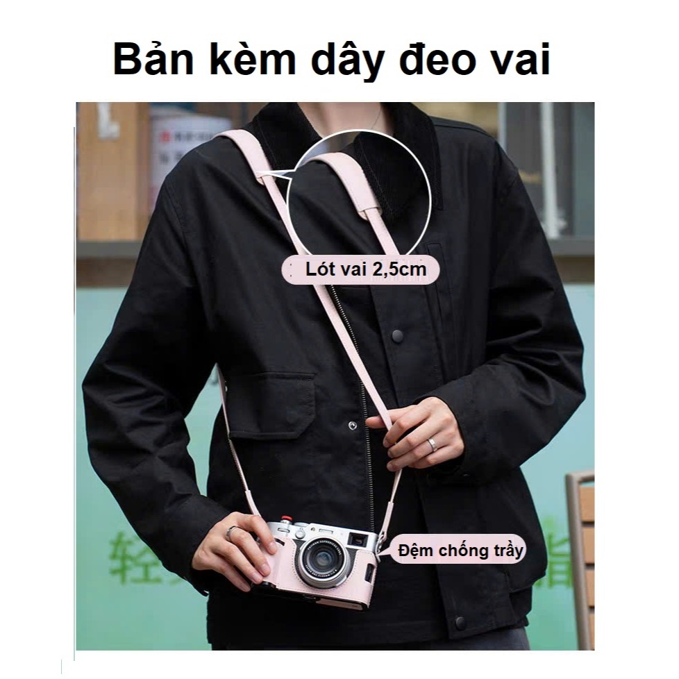 Half -Case. Bao da cho máy ảnh FUJIFILM .Bản da thật cao cấp của X100VI