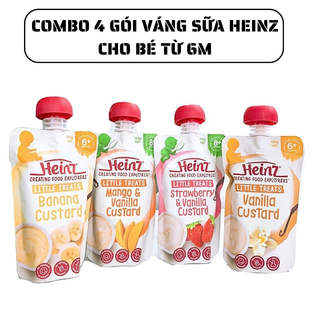 [COMBO 4 GÓI] Váng sữa Heinz, váng sữa hoa quả, hoa quả nghiền Heinz Úc cho bé từ 6 tháng