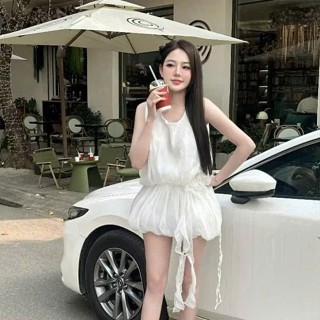 Jumpsuit Nữ , Jumpsuit Nữ Sang Chảnh Chất Liệu Tơ Chiết Eo Tiểu Thư Dễ Mặc B73