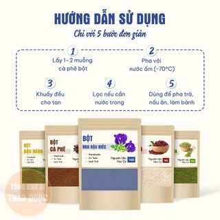Bột hoa đậu biếc nguyên chất 100g, thơm mịn, dùng tạo màu món ăn, làm bánh, thạch, đắp mặt nạ