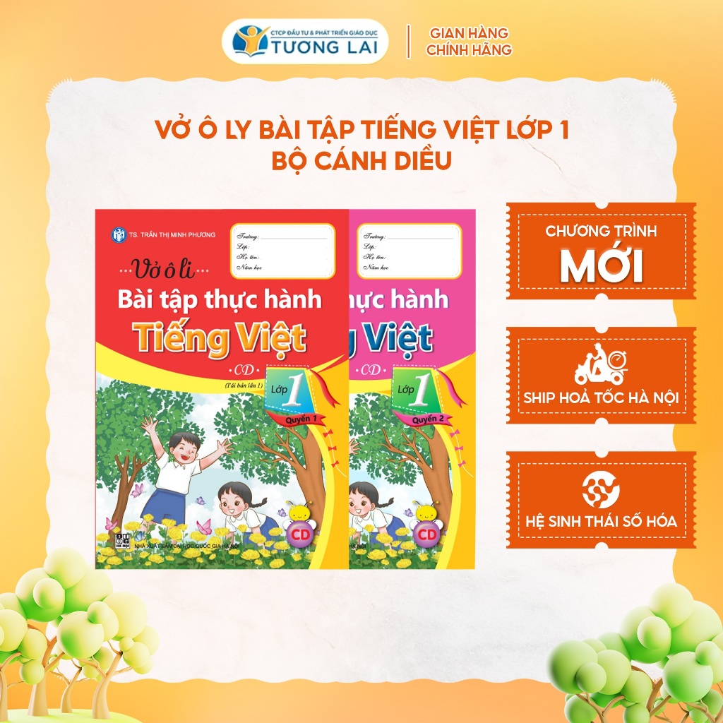 Sách - Bộ Vở Bài tập Tiếng Việt lớp 1 - (Cánh Diều 2 quyển) minh hoạ, in màu học tốt TV 1