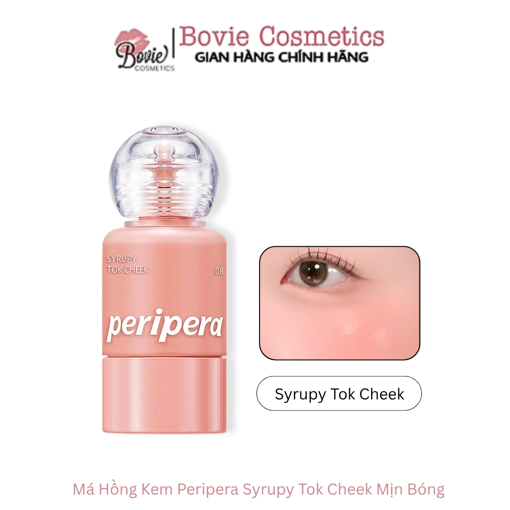  Kèm mút tán  Má hồng dạng kem Peripera Syrupy Tok Cheek 