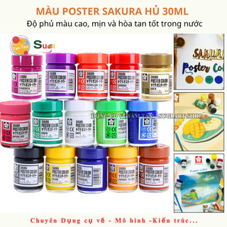 Màu vẽ poster sakura 30ml , màu bột nhũ vàng , nhũ bạc , 122 magenta / 121 opera red