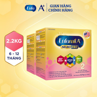 Bộ 2 lon sữa bột Enfamil A+ Neuropro 2 với DHA giúp phát triển não bộ cho trẻ từ 6 –12 tháng tuổi – 2.2kg/ hộp