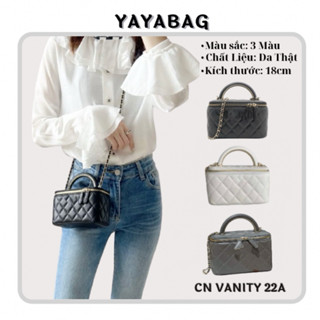  ⛔️ GIÁ TỐT NHẤT  Túi Đeo Chéo Dáng Hộp Kèm Gương Túi Quai Xách Kim Loại Ô Trám Da Thật - Size18cm 