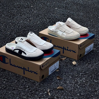  Giày sục lười thời trang bigszie nam nữ Champion màu trắng kem be đế cao su  Dép sục sneaker cao cấp hottrend vải lưới 