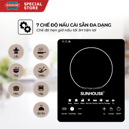 [NỒI TẶNG KÈM] Bếp Từ SUN HOUSE Cao Cấp, Bếp Điện Cảm Ứng Thế hệ mới , Công Suất 2200W