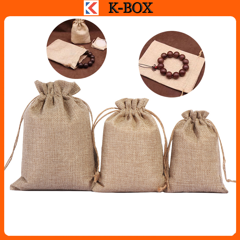 combo 10🔥 Túi vải lanh/vải đay dây rút đựng vòng tay, thảo dược, ... chất liệu cao cấp