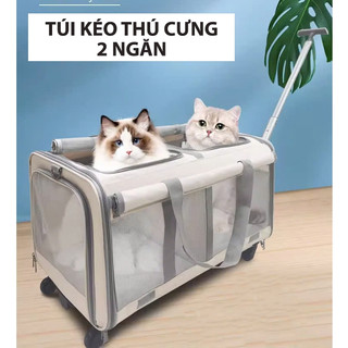 Túi kéo đựng thú cưng 2in1 dài 60cm đi du lịch có bánh xe gấp gọn tiện dụng, tay kéo nâng hạ độ cao kèm thảm lót
