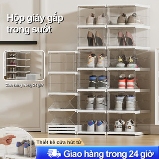 Hộp Đựng Giày Nhựa Cứng Cao Cấp, Hộp giày gấp gọn Hộp Nhựa Đựng Giày Dép Trong Suốt Kín Đáo, Chống Bụi