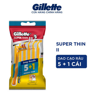 Dao Cạo Râu GILLETTE Super Thin Cán Vàng - Gói 5+1 Cái