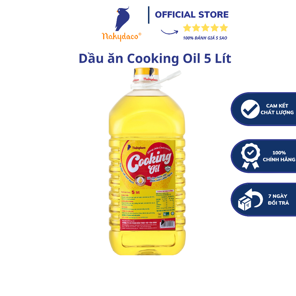 Dầu Ăn Nakydaco Cooking Oil Chai 5L– Hàng Chính Hãng