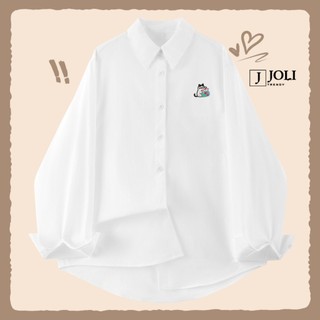 Áo Sơ Mi Thô Thêu BST11 Dài Tay Unisex By J Joli Trendy Form Rộng Thoáng Mát Dành Cho Nam Nữ