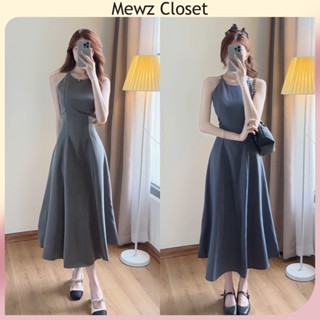  Váy cổ yếm dáng dài xoè MEWZ DRESS Váy maxi 2 dây sát nách chất bò giấy tôn dáng tiểu thư hàn quốc 
