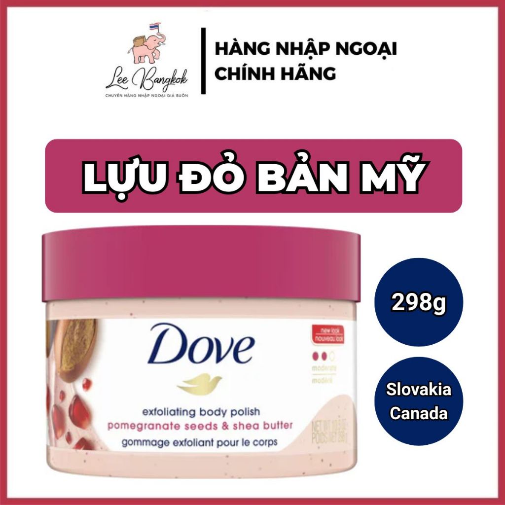 [Bản Mỹ] Tẩy Da, Tẩy Tế Bào Chết Body Dove Exfoliating Body Hương Lựu Đỏ Giúp Sáng Mịn, Cấp Ẩm Chăm 