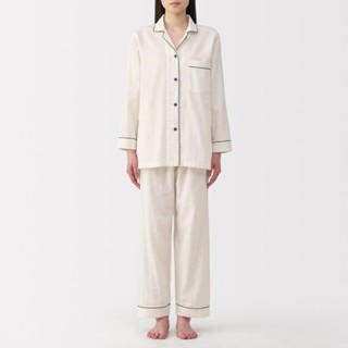 Bộ Đồ Ngủ Tay Dài Vải Double Gauze Không Đường May Bên - Nữ MUJI