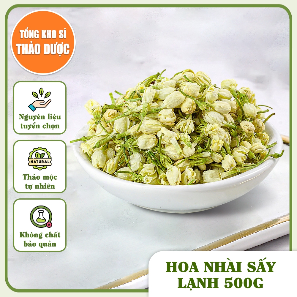 Hoa nhài sấy lạnh 500g, trà hoa lài, nguyên nụ, thơm trắng, dùng pha trà, nấu chè, ướp trà sen