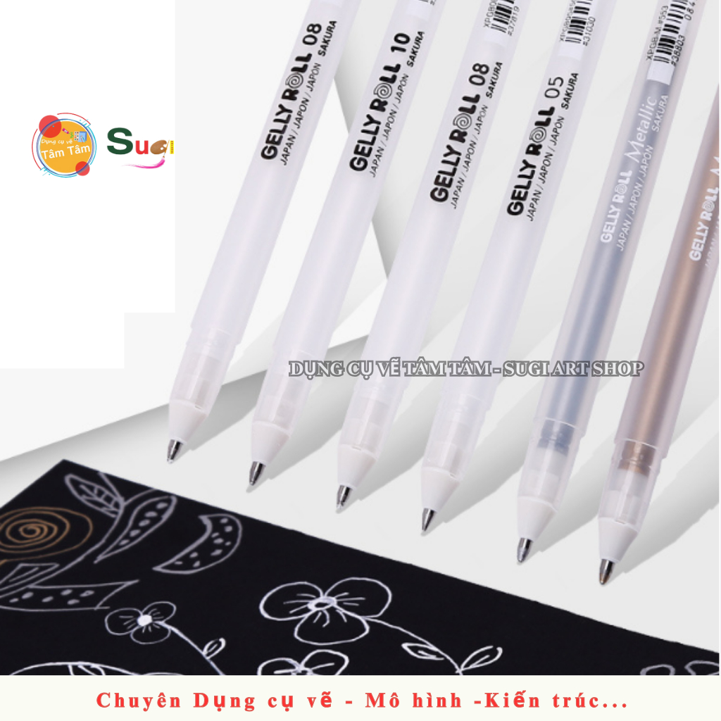 Bút Trắng Sakura , Bút Nhũ Vàng , Nhũ Bạc Sakura , Gelly roll Sakura - [ Tâm Tâm ]