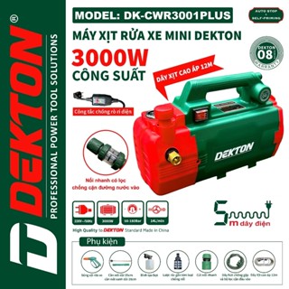 Máy rửa xe chỉnh áp DEKTON DK-CWR3001Plus, 3000W 180Bar Có chống giật Lưu lượng 14 lít/phút