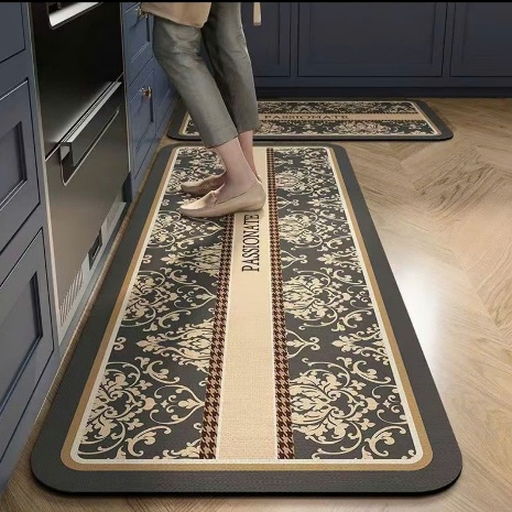 Thảm bếp bộ 2 tấm 40x60cm và 40x120cm trải bếp lau chân bali nỉ lì thấm hút nước giá rẻ có đế chống 