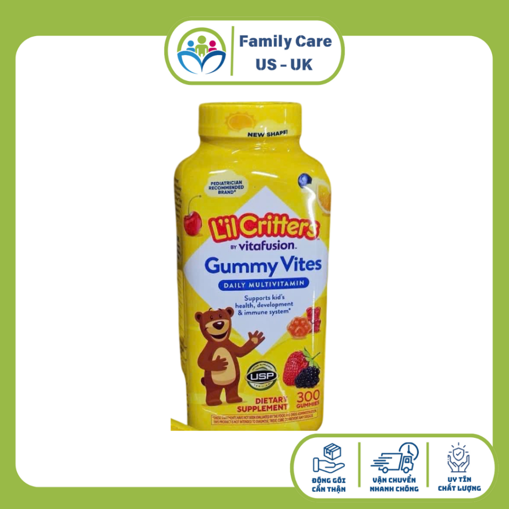 Kẹo gấu dẻo bổ sung Vitamin L’il Critters Gummy Vites Mỹ 300 viên