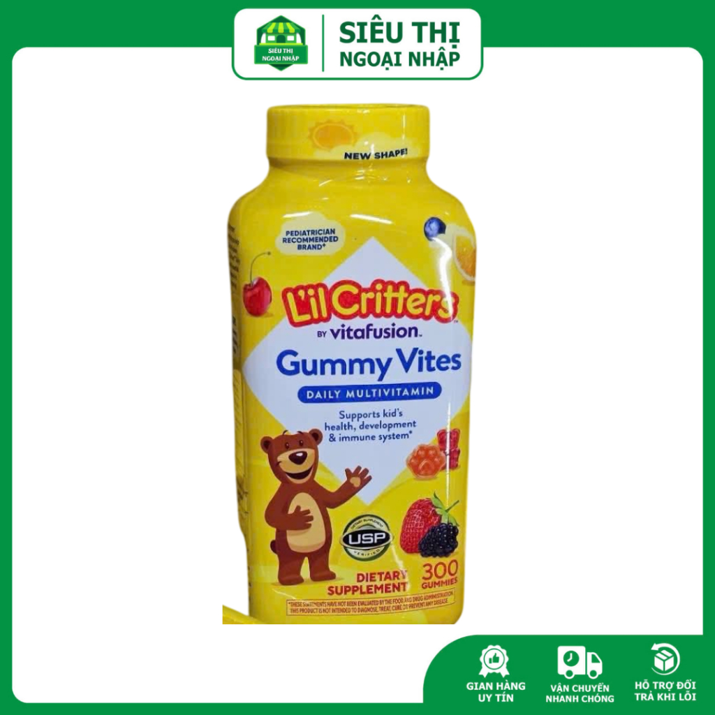 Kẹo dẻo gấu bổ sung Vitamin L’il Critters Gummy Vites Mỹ 300 viên